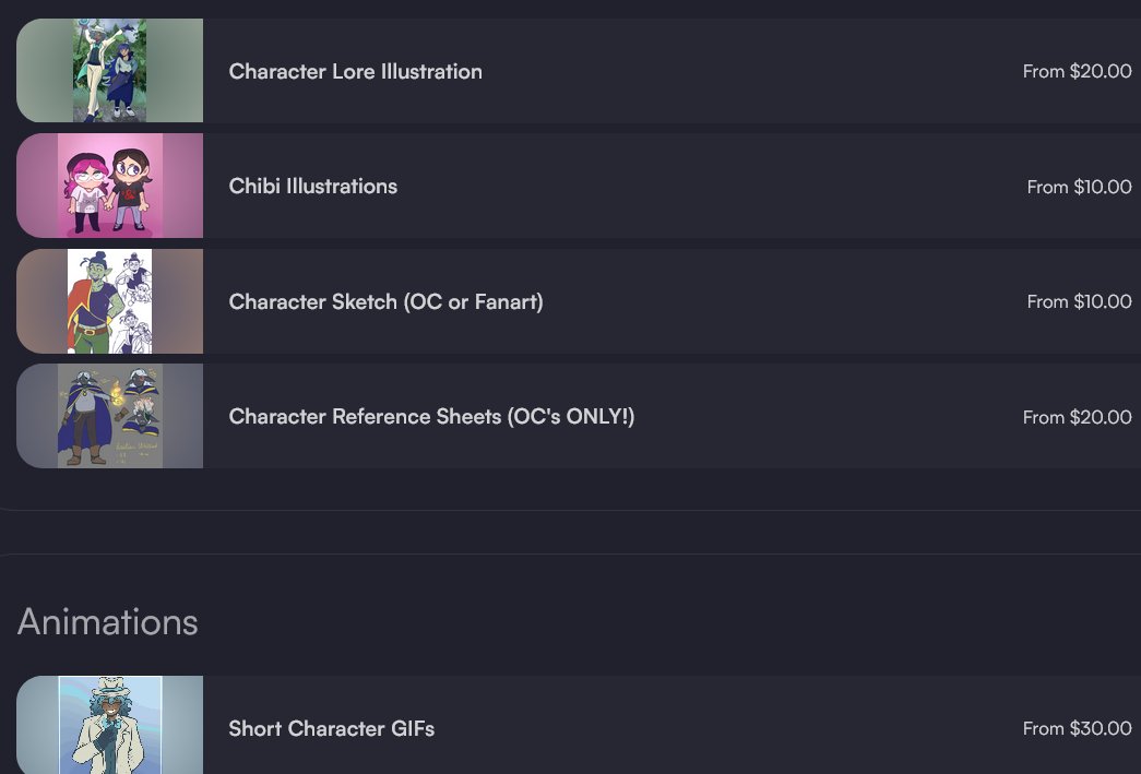 hey all! I'm so close to getting verified on VGen!!! just wanted to show off my services and list prices if anyone is interested in helping :3