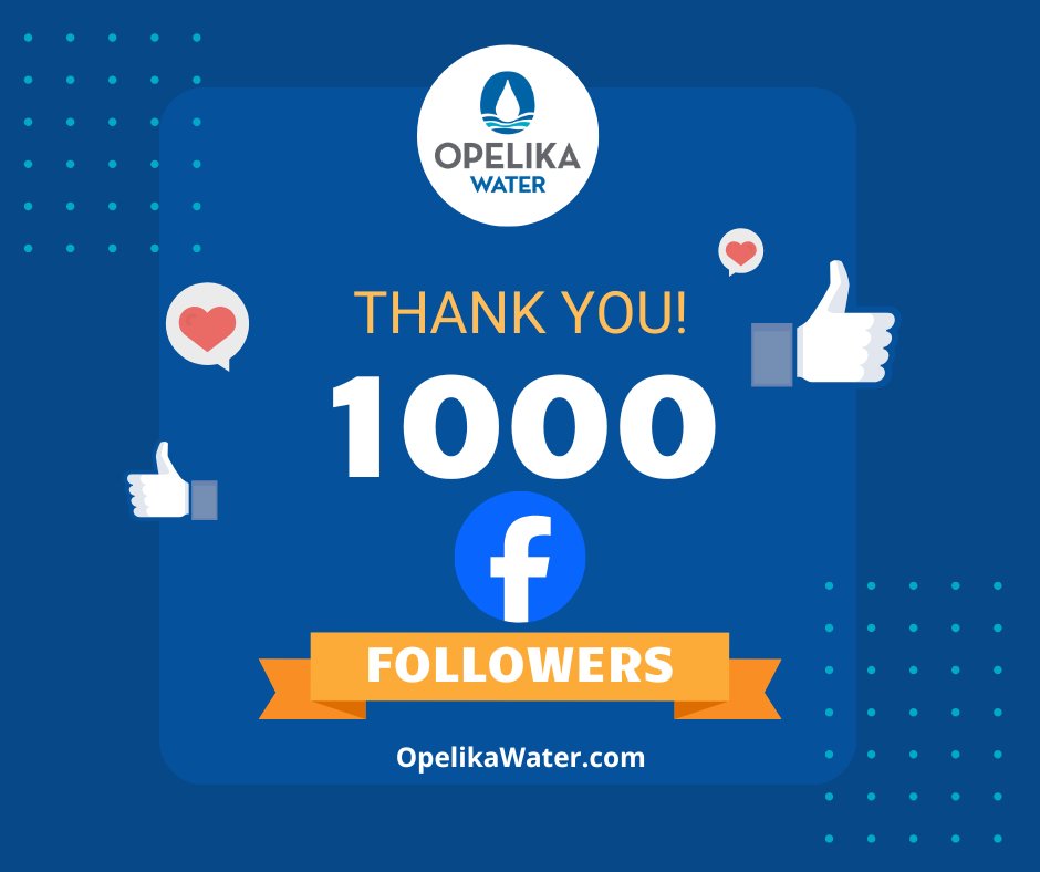 Our Facebook page just hit 1000 followers! Be sure to like and follow us if you don't already! And invite others to follow and stay informed.  OpelikaWater.com
 #OpelikaAL #OpelikaGrows #wateratwork #ReliableWater247 #WhatItTakes #WaterYouCanCountOn #InfrastructureMatters