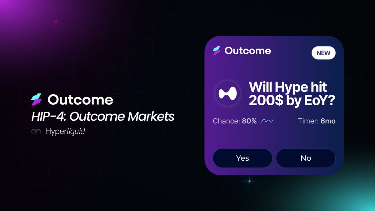 Outcomes (HIP-4) coming to Hyperliquid is a major unlock.

Outcome is built to push outcome-based markets forward on HL.

We’re positioning to be the first and largest deployer on HIP-4.

Outcomeliquid