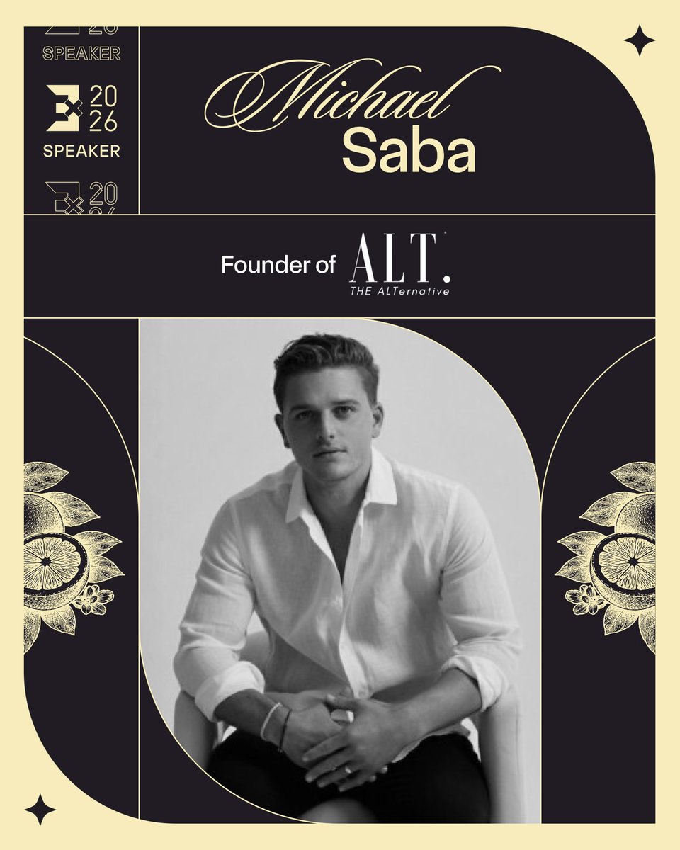 eeemiami's tweet photo. Joining the EEE Miami 2026 stage: Michael Saba, Founder of ALT Fragrances! He’s scaled one of the fastest-growing fragrance brands by rewriting luxury rules. Catch Michael at EEE Miami 2026 on February 4–5 at The Ritz-Carlton Key Biscayne. https://t.co/e8F9zyeVDz