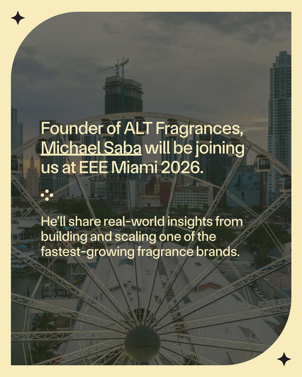 eeemiami's tweet photo. Joining the EEE Miami 2026 stage: Michael Saba, Founder of ALT Fragrances! He’s scaled one of the fastest-growing fragrance brands by rewriting luxury rules. Catch Michael at EEE Miami 2026 on February 4–5 at The Ritz-Carlton Key Biscayne. https://t.co/e8F9zyeVDz