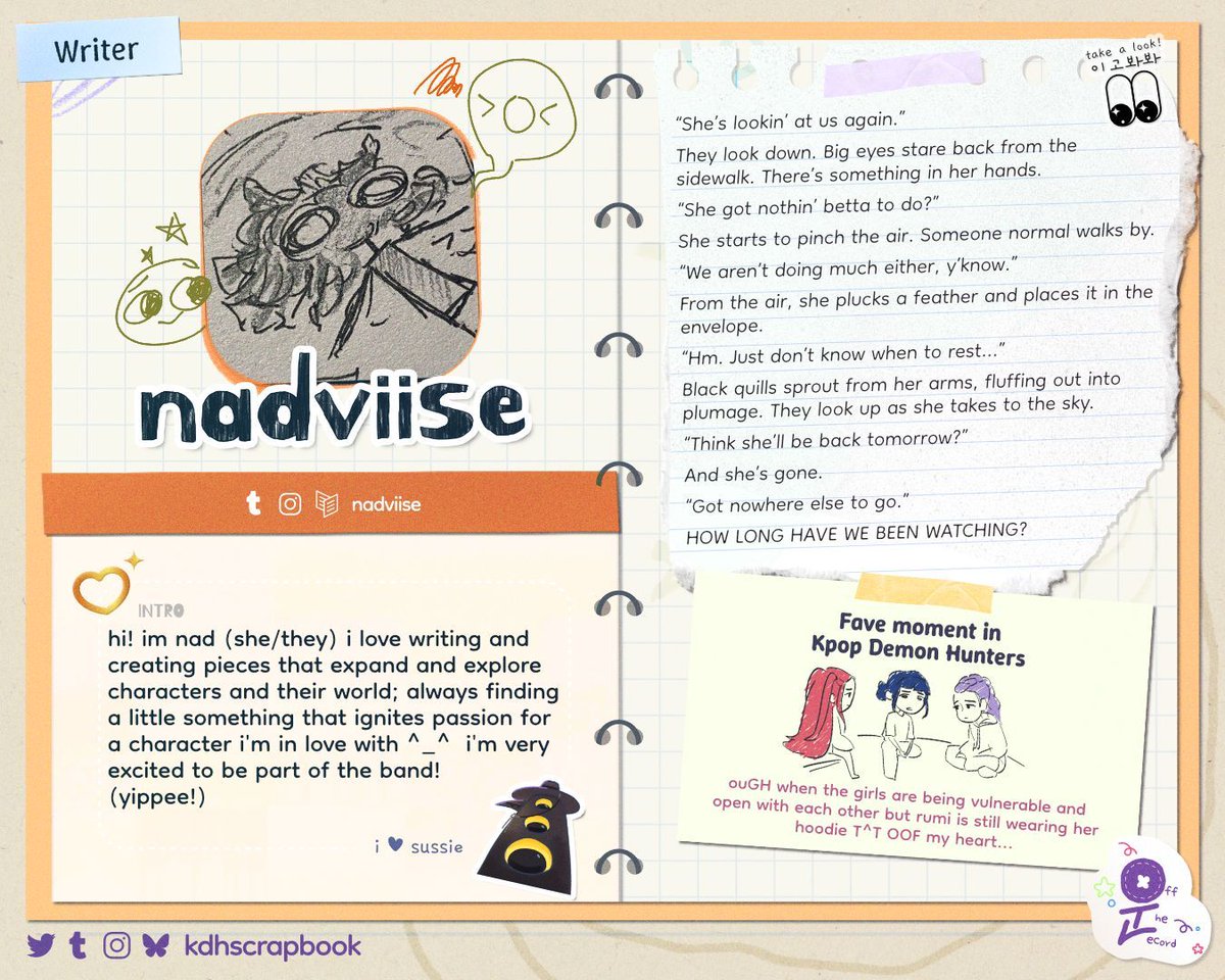 Like Rumi hides her true self in her hoodie while Mira bears her soul, nadviise peppers their work with stunning symbolism that speaks a thousand words with only a handful!

#KPOPDEMONHUNTERS #KPDH #HUNTRIX #kpdhzine