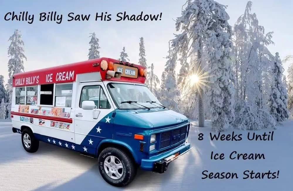 Chilly Billy saw his shadow! A big one at that. 8 more weeks til ice cream season starts!