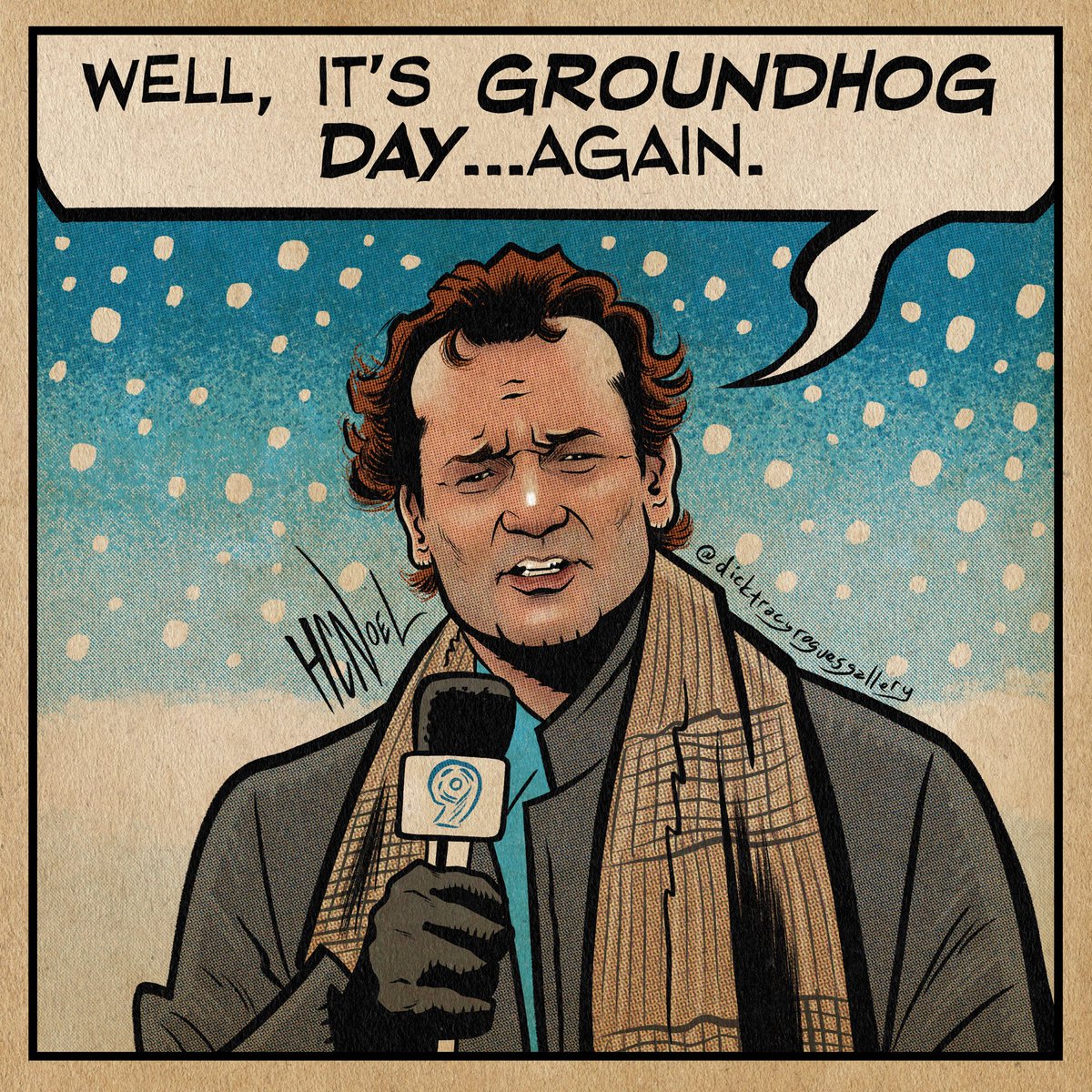 hcnoel's tweet photo. Well, it’s Groundhog Day again so I drew this. #GroundhogDay #billmurray https://t.co/xGIxGdy4uX