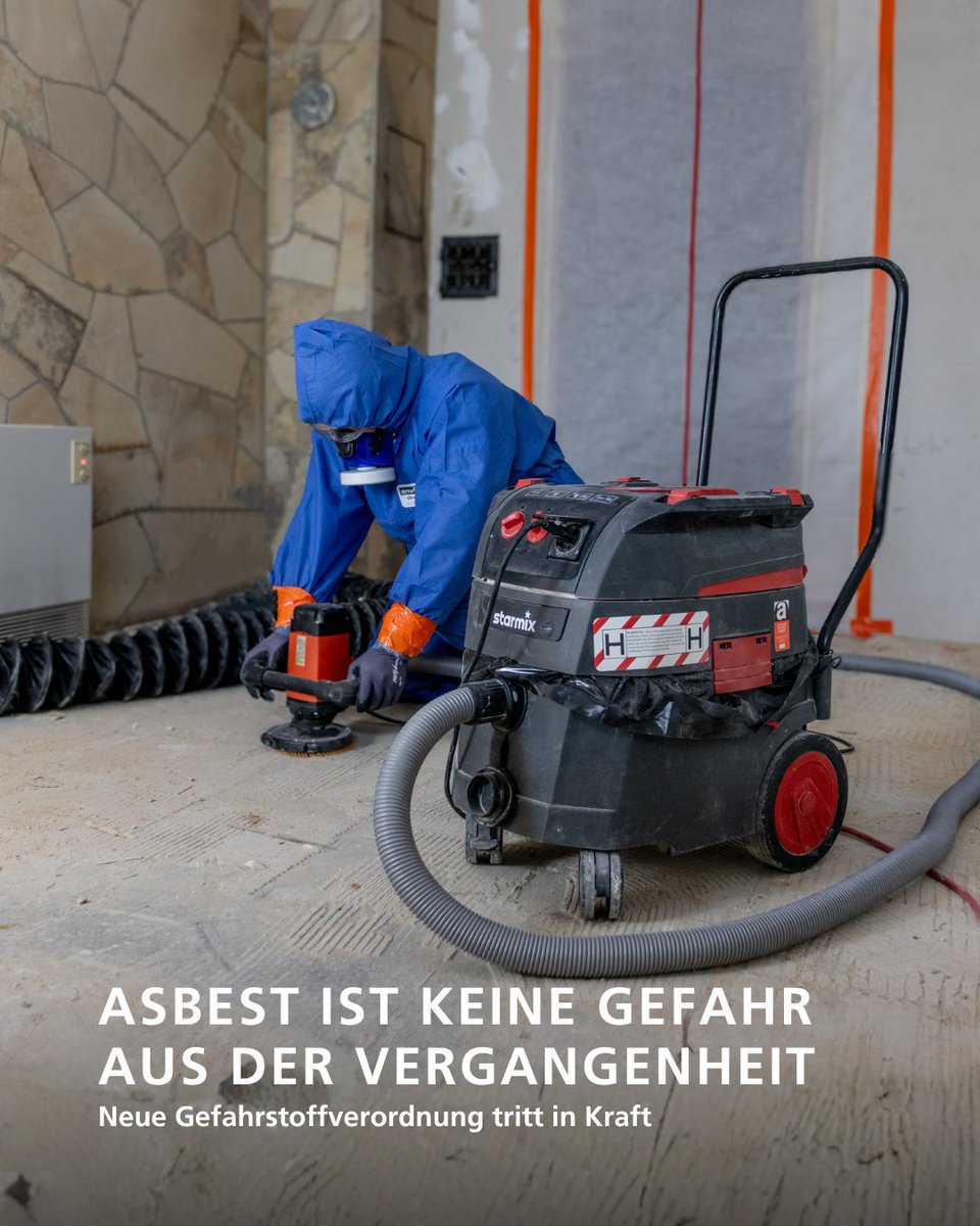 Seit Ende 2025 gilt diese Pflicht auch für Arbeiten mit niedrigem Risiko (unter 10.000 Fasern/m³) und mittlerem Risiko (unter 100.000 Fasern/m³).
🔗 starmix.de/about/media/pr…