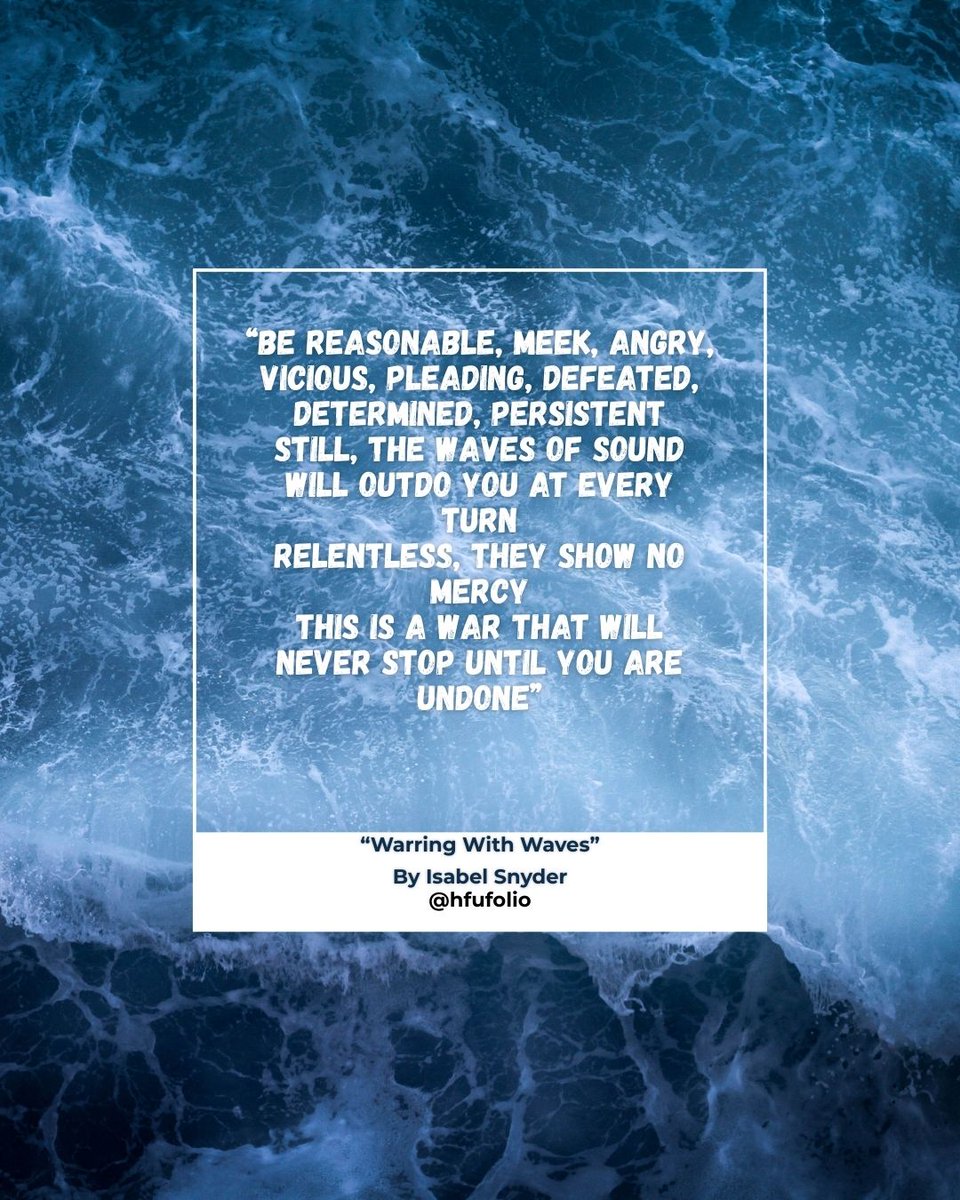 In honor of our next issue of Folio being open for submissions, here is a quote from a piece from Folio 48!

Check out "Warring With Waves" by Isabel Snyder! Do you have your own pieces of literature that you want to shine some light on? Go to foliomagazine.org!