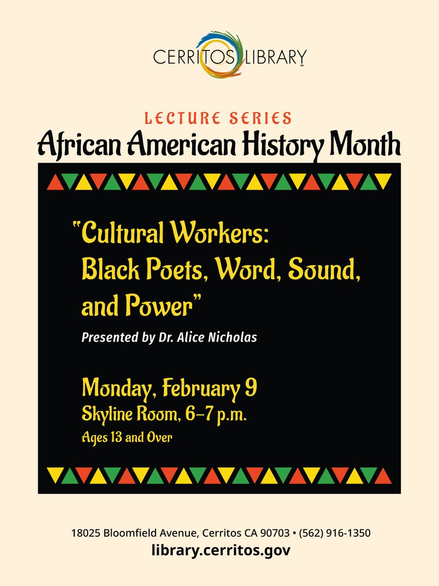 This presentation explores the significance of Black poets as the artistic complement to movements for civil rights and social justice, as well as commemorations of Black history, culture and excellence.