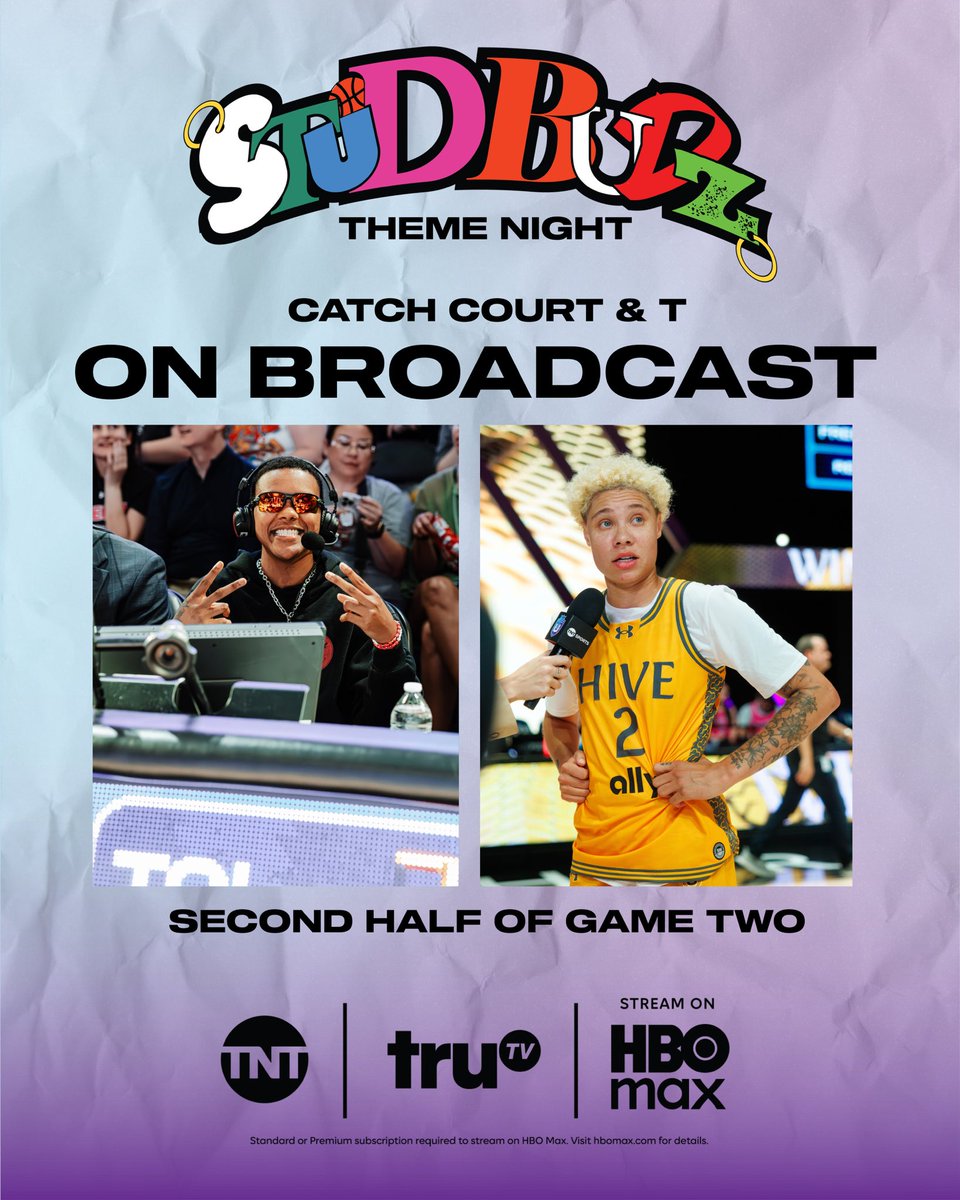 Unrivaledwbb's tweet image. IT'S STUDBUDZ NIGHT!!! 🧡💚💜 and our favorite Budz are going head to head at 7:30pm ET on TNT. Make sure you catch T and Court on broadcast in game two AND if you're in the building don't forget to grab your Studbudz merch at fan fest! 

It's gonna be a movieeeeeee! BUHLIEVE IT…