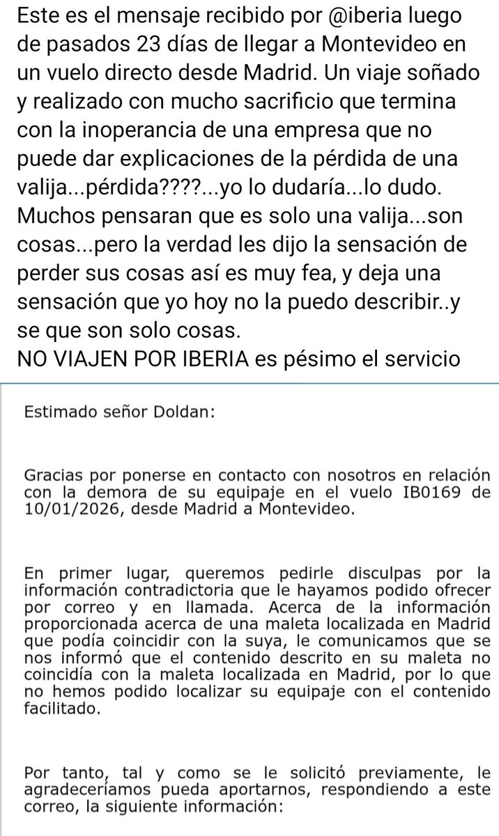 RosinaPiovani's tweet photo. @Iberia lo hiciste de nuevo! Desastroso es poco. No es mi maleta esta vez, pero estuve en la misma situacion hace unos años. 
NO VIAJEN POR IBERIA. IRRESPONSABLES! https://t.co/Q08x2sqBZK