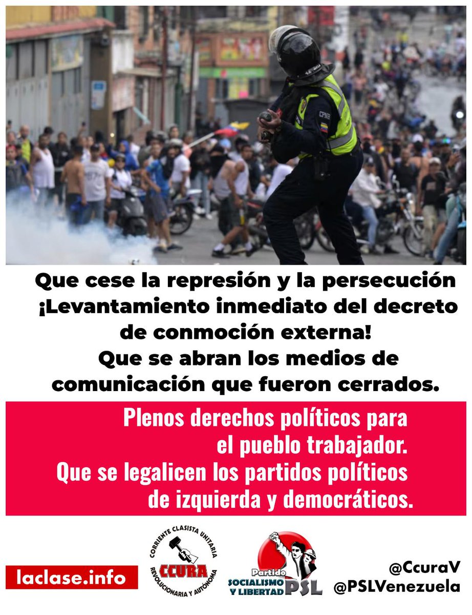 Nada caerá del cielo y nadie nos regalará nada. Debemos organizarnos para luchar desde ya por un aumento inmediato de salarios de emergencia, equivalente al valor de la canasta básica
#FueraTrumpYLaCIADeVenezuela #NoALaLeyDeHidrocarburosEntreguista
<a href="/PSLVenezuela/">Partido Socialismo y Libertad (PSL)</a>