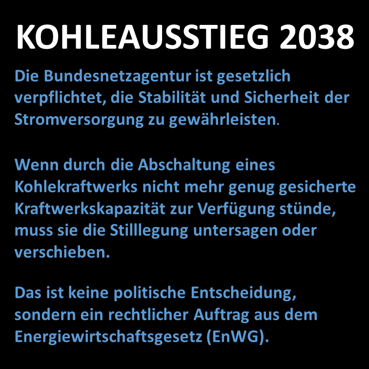 StaffanReveman's tweet photo. Politisch beschlossene #Kohleausstiege können verzögert oder verhindert werden. Unsere Politiker können großzügig versprechen, dass die Kohlekraft bis spätestens 2038 abgeschafft und durch erneuerbare Energien und Gaskraft ersetzt wird.

Gleichzeitig können sie sich darauf verlassen, dass die @bnetza Bundesnetzagentur dies verhindern wird, wenn es nicht funktioniert.