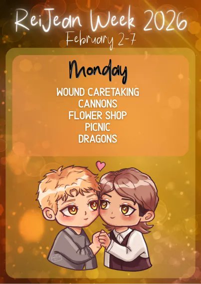 ReiJeanWeek's tweet photo. Day 1 is here! Day 1 is here!! Please remember to tag us so we can repost your beautiful creations this week! #reijeanweek2026 #reinerbraun #jeankirstein #reijean #jeanrei #fandomevent #aotevent #aot #snk https://t.co/lne3lQdivw