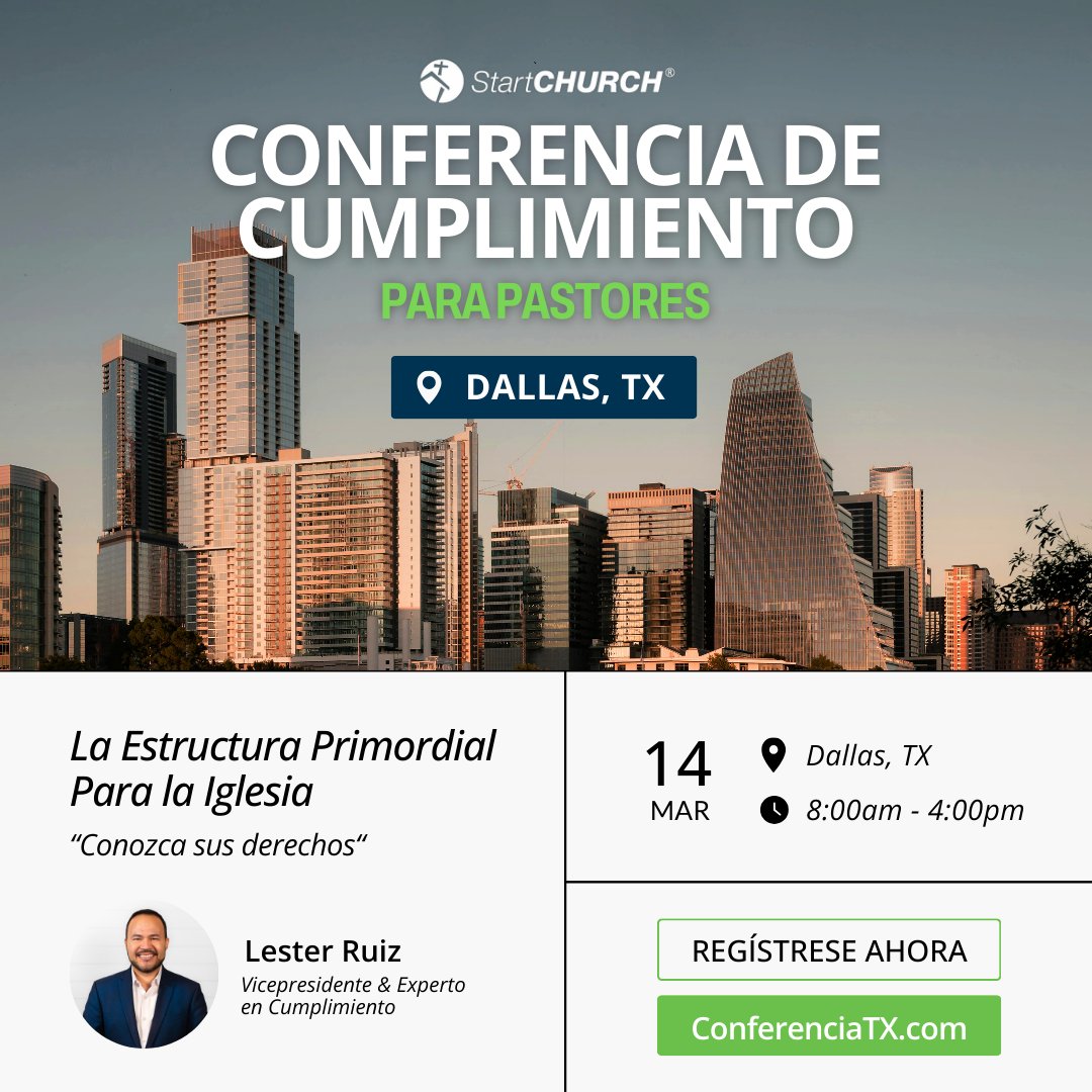 ✅ ¡Aprenderás los derechos del pastor, ✅ los cambios más recientes en los estatutos, ✅ la gestión financiera, ✅ los bancos de comida, ✅ el crecimiento congregacional y ✅ mucho MÁS! 

VISITE: ConferenciaTX.com