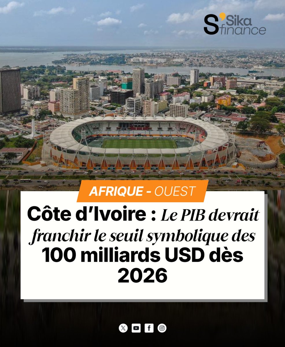 En 2026, la Côte d’Ivoire devrait dépasser pour la première fois les 100 milliards de dollars de PIB nominal. Elle rejoint ainsi le cercle restreint d’une dizaine d’économies africaines ayant déjà franchi ce seuil.