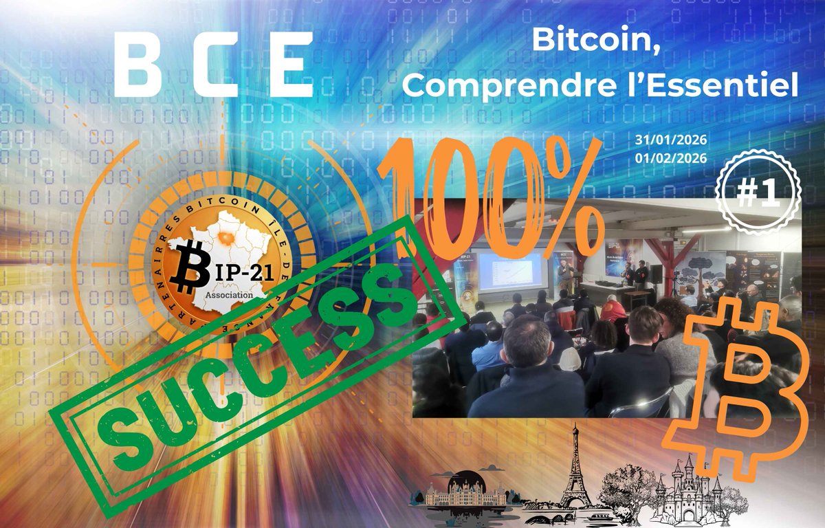 📢Beaucoup de messages privés de soutien, merci à tous. Et oui, je vous confirme bien le prochain événement. 😉
👉 Notez la prochaine date pour BCE : les "06 et 07 juin 2026"
📌 Merci à toutes et à tous d’être venus soutenir #Bitcoin — ou le découvrir — durant nos deux journées