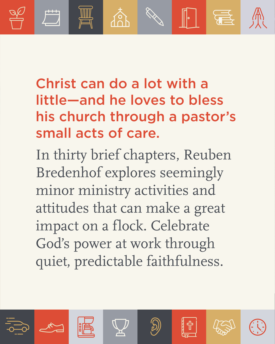 prpbooks's tweet photo. New release: The Ministry of Small Things by Reuben Bredenhof.

Christ can do a lot with a little—and he loves to bless his church through a pastor’s small acts of care.

Learn more: https://t.co/Vz9VTWnZfA https://t.co/P0Z4b0iSp7