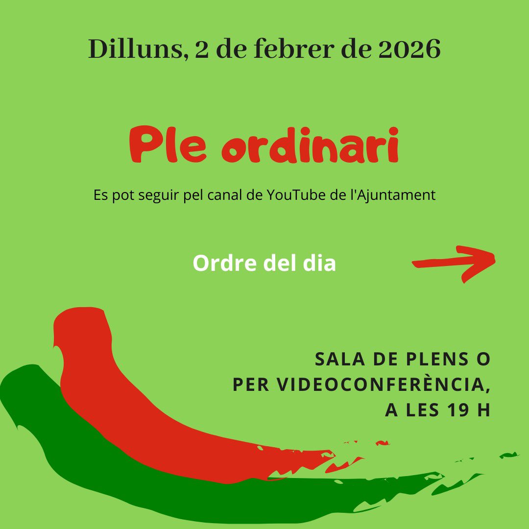 BagaEndavant's tweet photo. 🙋🏻‍♂️Avui, 2 de febrer, a les 19h, celebrarem el primer #pleordinari d’aquest any a @Ajuntament_Baga 

����A la imatge 2 de la publicació podeu veure l’ordre del dia

✅Recordem que els plens són públics i hi pot assistir tothom

💻Es pot seguir en directe al  Youtube de l’Ajuntament https://t.co/Ao2BZNcSVm