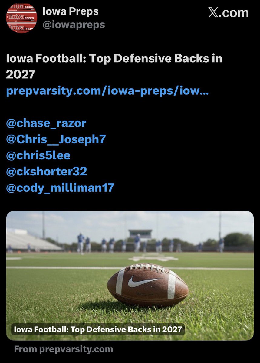 #AGTG #Football #Recruiting <a href="/LeeIrvine734/">Lee Irvine</a>
<a href="/iowapreps/">Iowa Preps</a> <a href="/PrepRedzoneIA/">Prep Redzone Iowa</a> <a href="/SSI_Siouxland/">Siouxland Sports Insider</a> <a href="/247recruiting/">247Sports Recruiting</a> <a href="/247Sports/">247Sports</a>