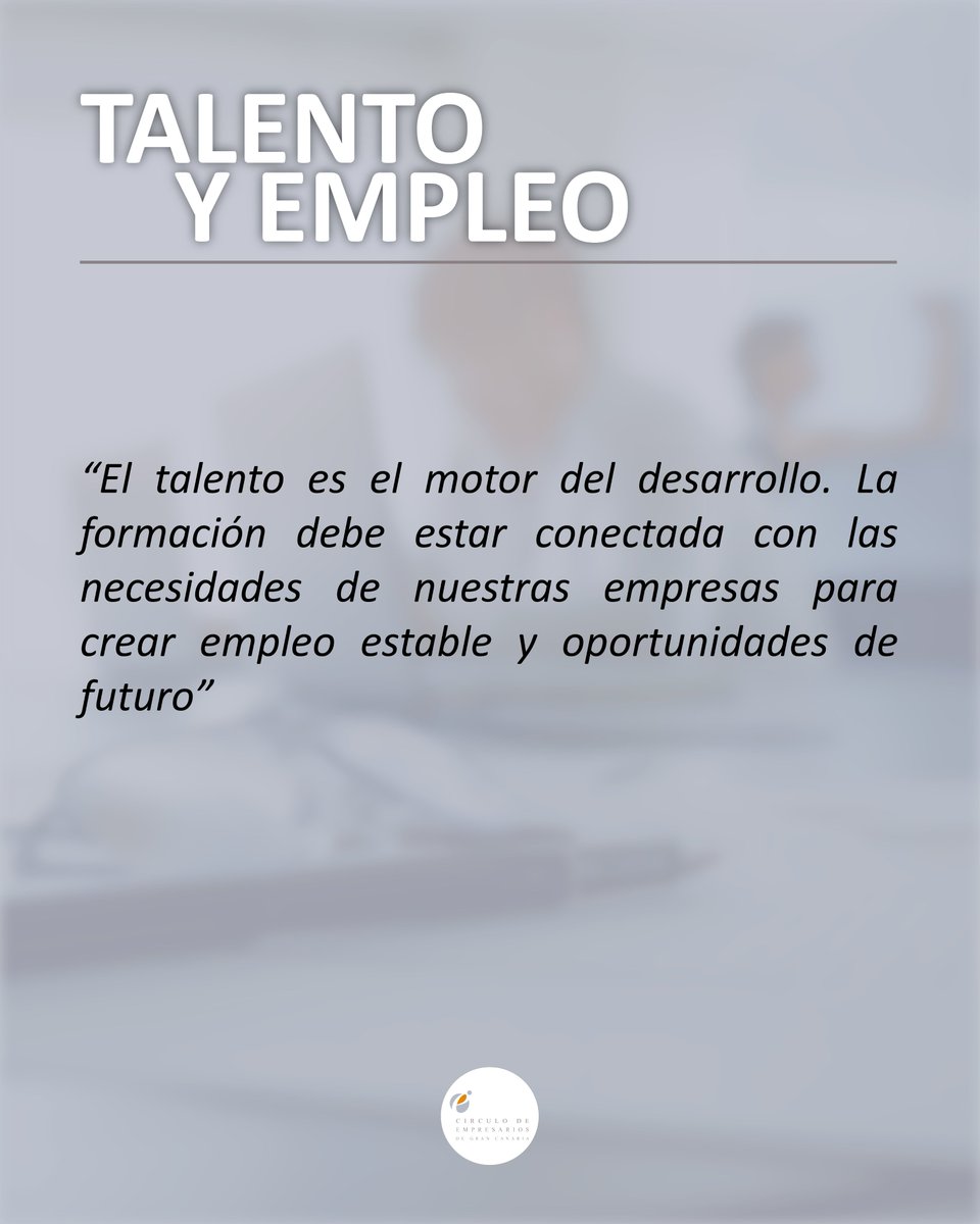📚 El #talento no se improvisa, se forma. Conectar formación y empresa es clave para generar empleo real, oportunidades y un tejido productivo más fuerte en #Canarias.

👉 Consulta el manifiesto completo aquí:
circulodeempresariosdegrancanaria.org/articulo-905