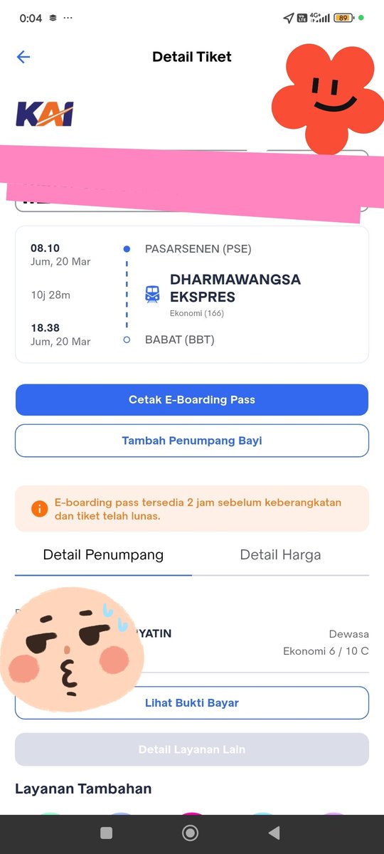 XMaya307's tweet photo. Alhamdulillah akhirnya nyangkut 1 tiket mudik ini,eskipun dapatnya antara malam takbiran atau malah bisa jadi hariH lebaran🫣,
Makasih buat diriku sendiri setelah 3hari berturut-turut war tiket + dibikin esmosi sama nih aplikasi @KAI121 https://t.co/V0JrWREQp0