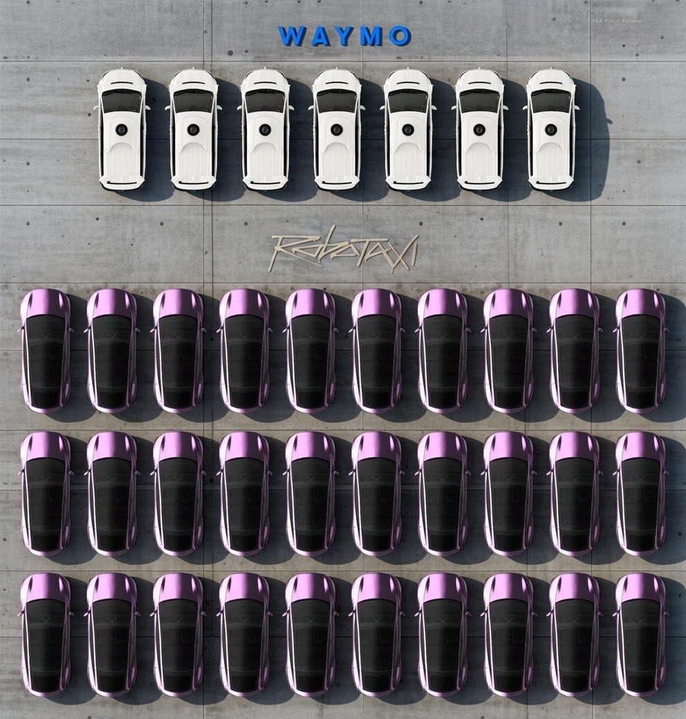 niccruzpatane's tweet photo. $1M worth of Waymos vs $1M worth of Tesla Robotaxis https://t.co/rJ52gKqU3y