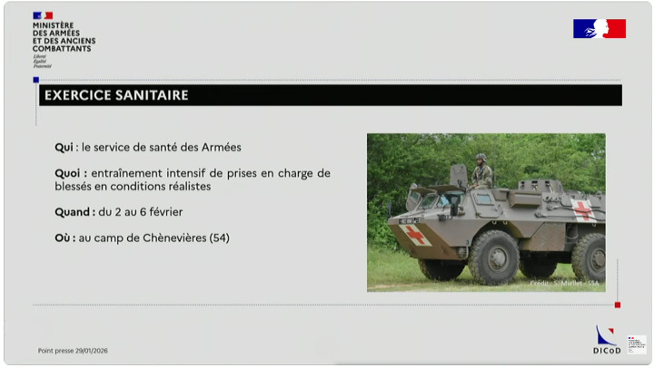 santearmees's tweet photo. 🎙️[Point presse @Armees_Gouv]
Du 2 au 6 fév, le Service de santé des armées en action :
🇫🇷NATO Medical Evaluation Course au Val-de-Grâce (Académie de santé des armées)
❄️Exercice sauvetage au combat à Chènevières

Le point presse en intégralité sur YouTube https://t.co/d5bW7FGWzY https://t.co/XBWGfPpkRN