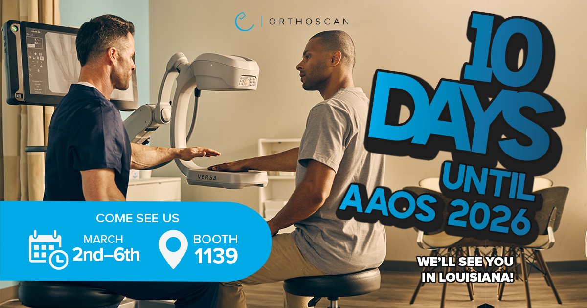OrthoscanInc's tweet image. 10 Days!!! The countdown is here. The calendar is locked. The energy is loading. #AAOS2026 is calling and imaging is answering☎️ See you in Louisiana! @OrthoscanInc #MedicalImaging #MiniCArm #Innovation