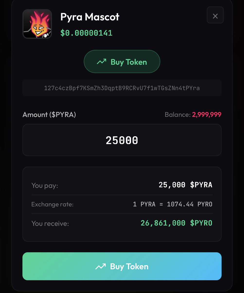 PyraChain's tweet image. We have successfully bridged the acquired 3M $PYRA and spent 50,000 PYRA to support both Pyra Mascot communities.

Transaction example ( pyra explorer ): explorer.pyrachain.io/tx/56K2Dy21Dt2…