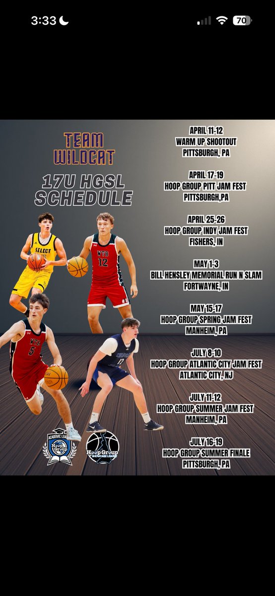 Check out my AAU Schedule for this upcoming spring and summer with @TeamWildcatHGSL 17u!!