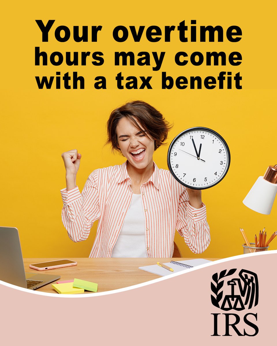 IRSsmallbiz's tweet image. Did you know that individuals who receive qualified overtime compensation throughout tax years 2025–2028 may be able to deduct the amount that exceeds their regular rate of pay? Learn more by reading #IRS FAQs: ow.ly/Rivj50Y3Yns