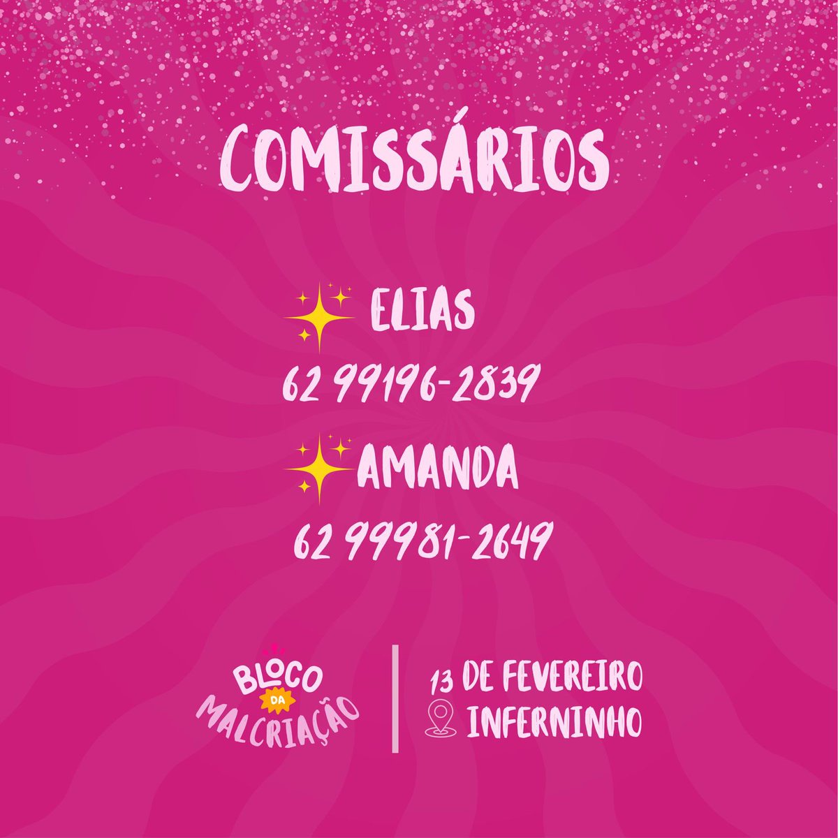 O carnaval universitário já tem nome, lugar e energia certa: vem aí o Bloco da Malcriação 🖐️🎉
O bloquinho da Malcriada, feito pra quem cria, bagunça e transforma tudo em festa 💙💗

📍 Inferninho da ASSESGO

🎟️ vendas 5 fev 
📆 save the date 13 fev

Ingressos com @eliaskaufmann4
