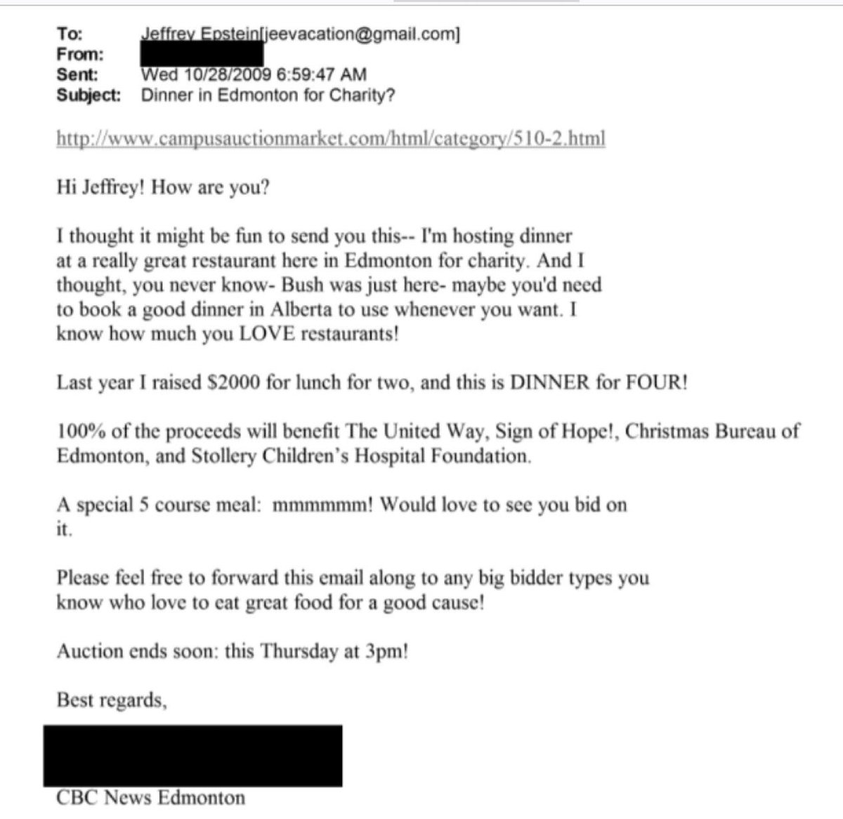 yegwave's tweet photo. Newly released Epstein files include multiple email exchanges between Jeffrey Epstein and someone identified as working at CBC Edmonton.

The emails were sent while Epstein was serving time for soliciting a minor https://t.co/X8xeyOI52K