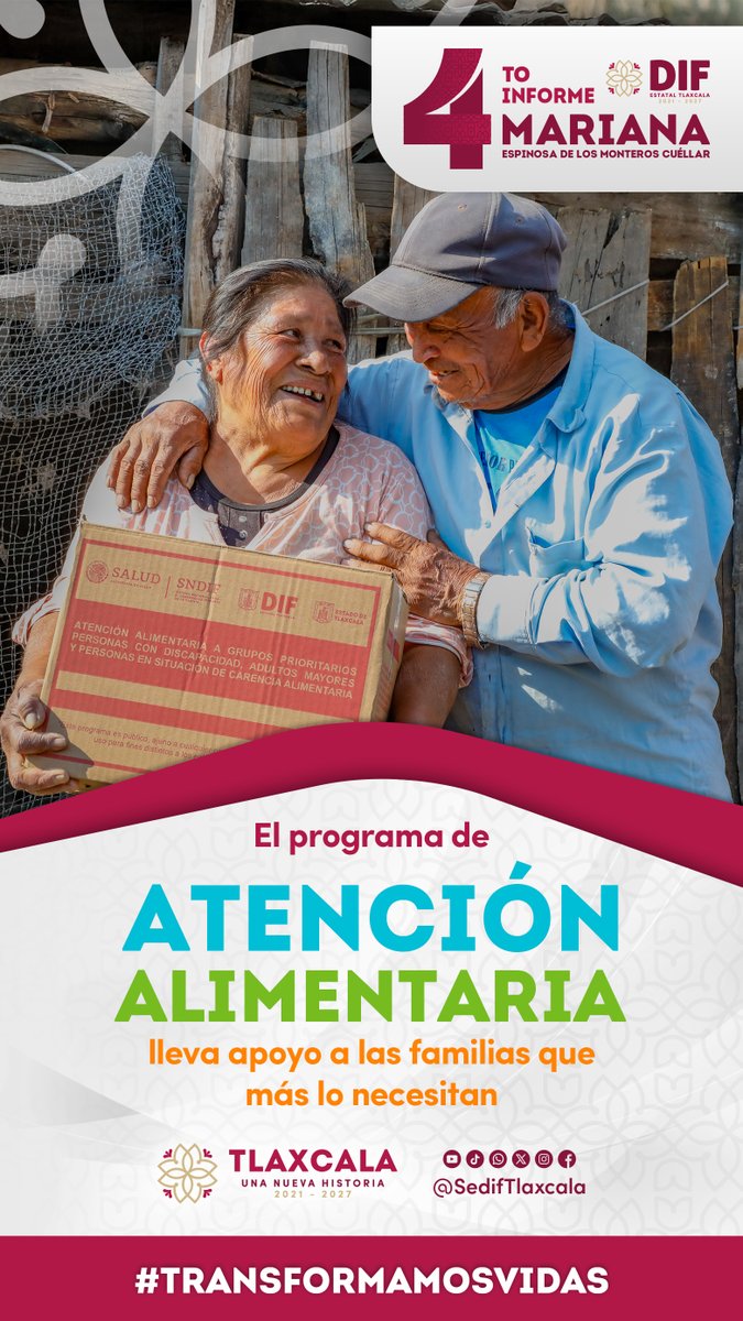 TvZacatelco's tweet photo. 🍎 ¡Nutriendo con el corazón!
En el SEDIF Tlaxcala, a través del programa #AtenciónAlimentaria, garantizamos apoyo directo a adultos mayores y personas con discapacidad.
📦 Los apoyos son a las comunidades más vulnerables y fortalecemos la nutrición para transformar realidades. https://t.co/M8zl5VYdA3