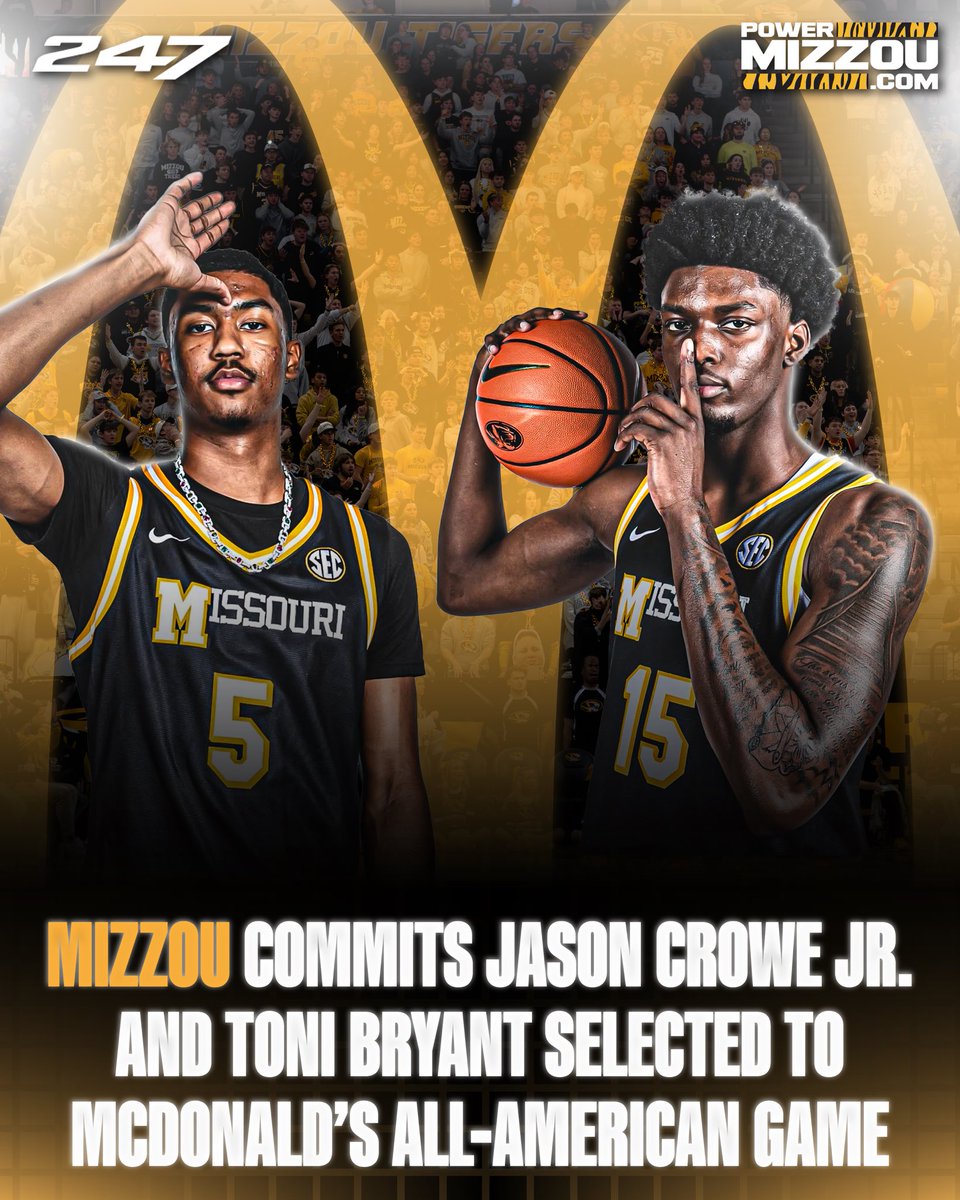 Jason Crowe Jr. and Toni Bryant are heading to the McDonald’s All-American game, the first future #Mizzou pair to be selected in the same year 👏🔥

Read our story on the duo at the link below ⬇️ 

247sports.com/college/missou…