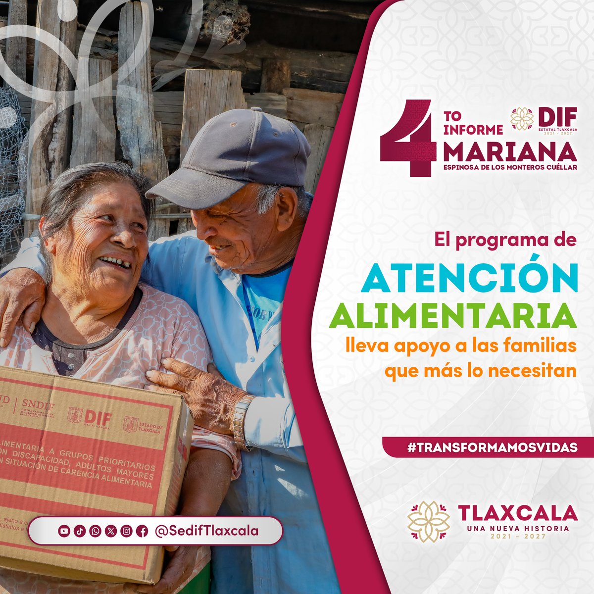 🍎 ¡Nutriendo con el corazón!
En el <a href="/SedifTlaxcala/">SEDIF Tlaxcala</a>, a través del programa #AtenciónAlimentaria, garantizamos apoyo directo a adultos mayores y personas con discapacidad.
📦 Llevamos los apoyos a las comunidades más vulnerables y fortalecemos la nutrición para transformar