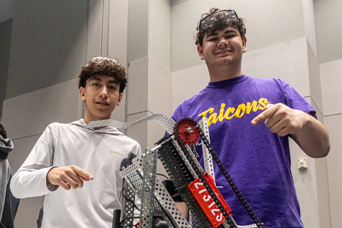 CyFairISD's tweet photo. The @BerryCenter was filled with creativity and competition on Jan. 17 as students from across the area put their skills to the test at the VEX Robotics Competition! Teams showcased impressive problem-solving and teamwork while showing off their skills and creations. Congratulations to all the students who competed and to the coaches and volunteers who made this exciting event possible! Special thanks to High School Journalism Network student, Valeria Fonseca from @JerseyVillageHS for capturing this event! #CFISDSpirit 🎉#ChooseCFISD