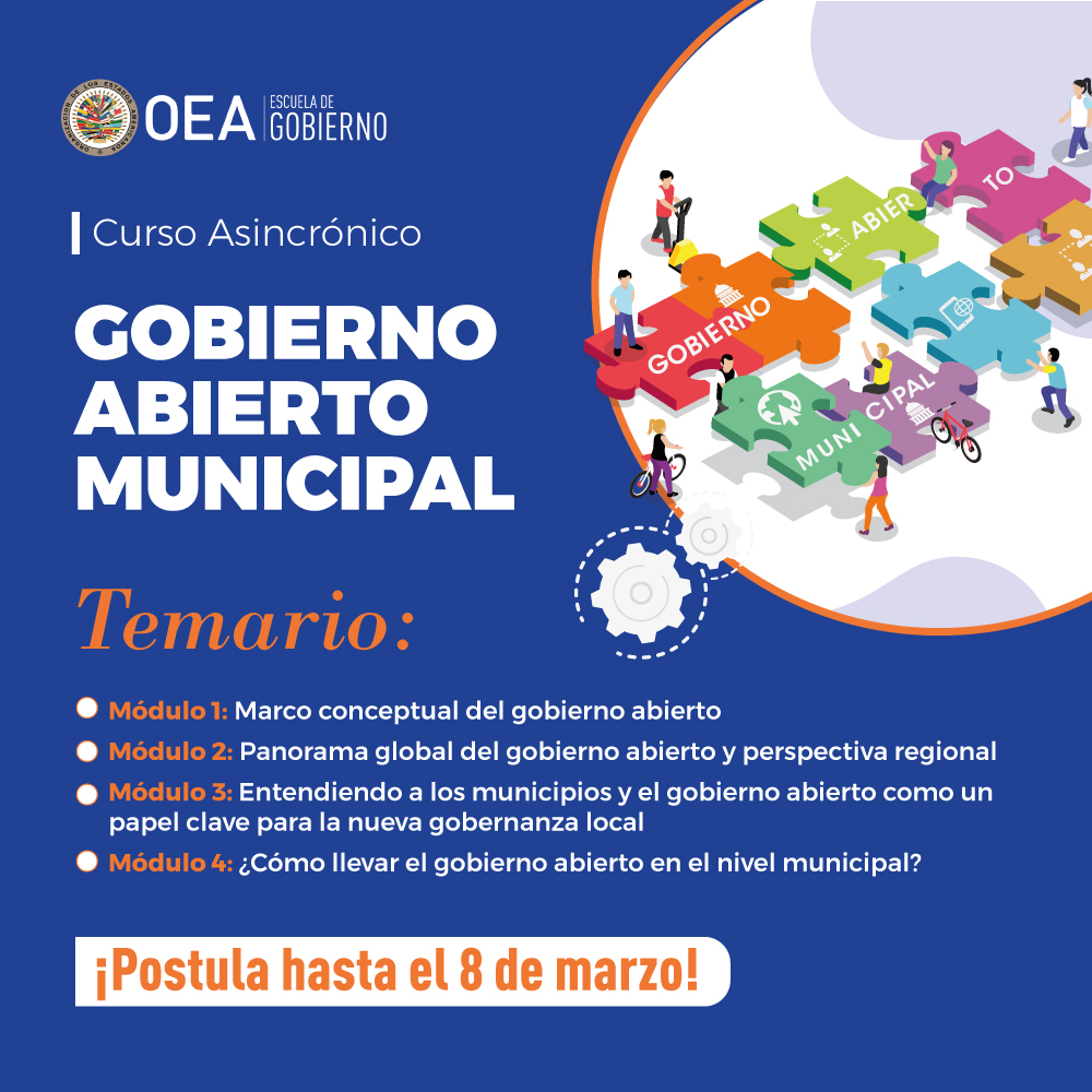 ¡Inscripciones Abiertas!🏛️
Nuestro curso de Gobierno Abierto Municipal cubre desde el marco conceptual hasta la implementación práctica en municipios.

Aprenderás:
1️⃣Marco conceptual
2️⃣Panorama global
3️⃣Nueva gobernanza
4️⃣Implementación municipal

ℹ️Info👇oas.org/es/sap/dgpe/es…