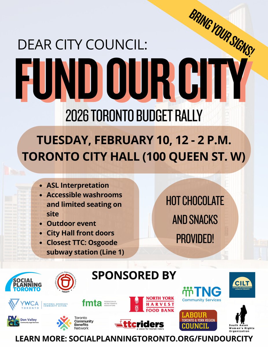 nyhfb's tweet photo. 📢 Join us February 10 to fight for a city for all of us!

As the cost of basic necessities continues to surge, Toronto is becoming more unaffordable for so many in our community. Together, let's make our voices heard!

Learn More + RSVP at https://t.co/K6vyOQGfDZ https://t.co/rBj1RElnug