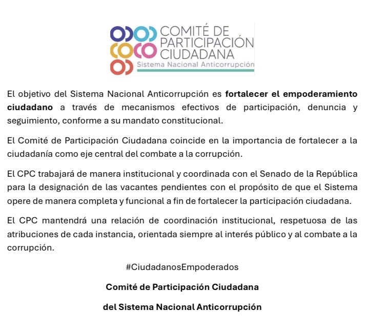 El CPC trabaja para que el Sistema Nacional Anticorrupción opere de manera completa, funcional y al servicio de la ciudadanía. El empoderamiento ciudadano implica participación, seguimiento y consecuencias.
#SNA 
#CiudadanosEmpoderados