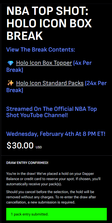 mempheattle420's tweet image. Alrighty!! I'm in BOTH breaks!!! I'm hoping to get in the Case Break more, but I'll take the Box Break too! I'm SUPER excited about this break!! Fingers crossed!!! @NBATopShot #CaseBreak #BoxBreak #HoloIcon