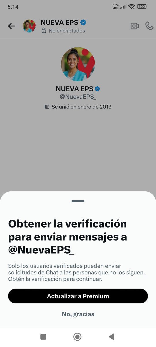 rubiii1986's tweet photo. @NuevaEPS_ @Medilaser_sas @Supersalud Adjunto imagen , debo suscribirme por 10.900 sino, no me permite enviar ningún mensaje hasta para poder reclamar a @NuevaEPS_ debo pagar el colmo https://t.co/BL7YcCU9PO