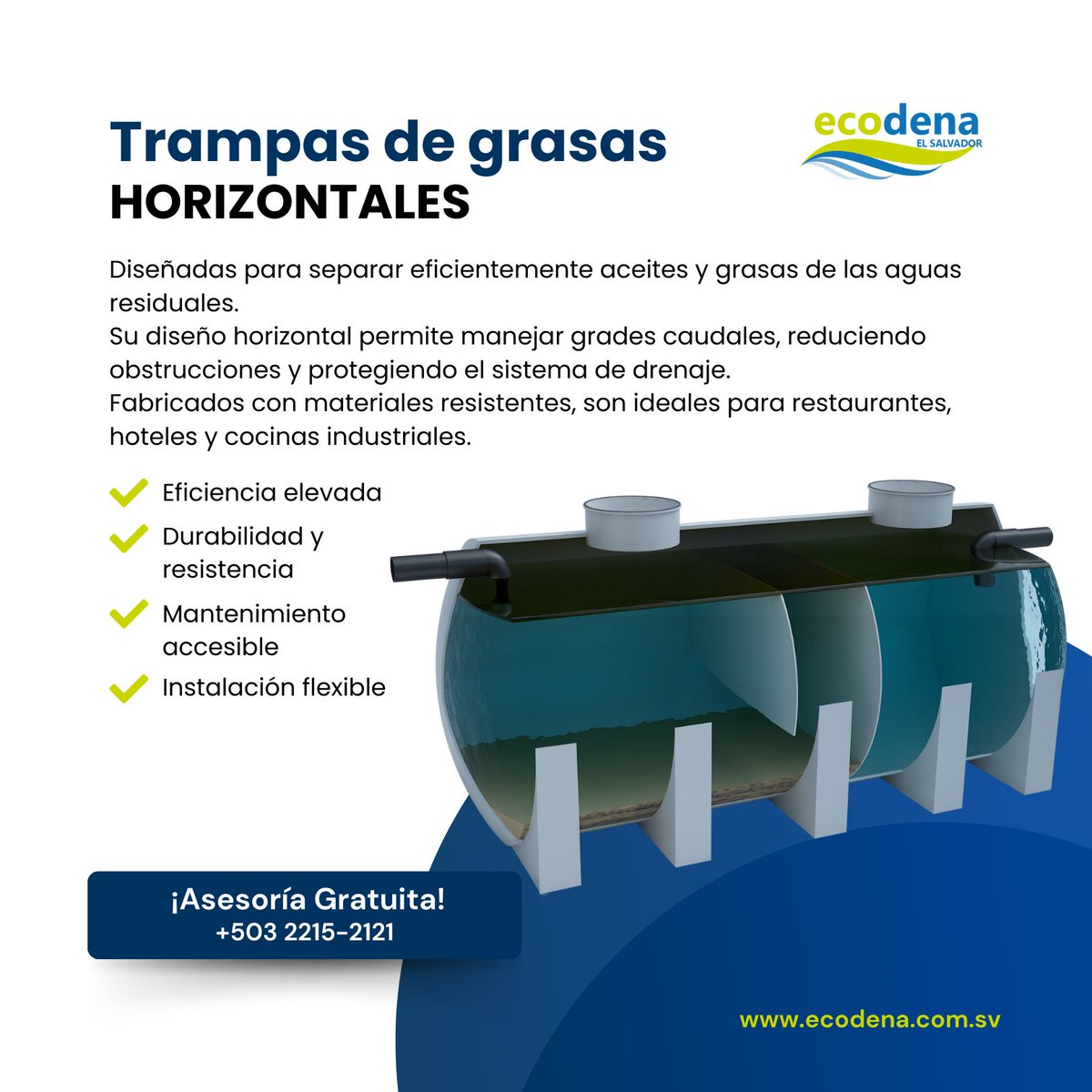 ecodenasv's tweet image. 📷 Trampas de Grasas Horizontales ECODENA

📷 Solicita tu cotización y cumple con las normas ambientales.
| 📷info@ecodena.com.sv | 📷6968 2908 | 📷+503 2215-2121📷ecodena.com.sv

#Ecodena #TrampasDeGrasasHorizontales
#TratamientoDeAguas #AguasResiduales  #Restaurantes