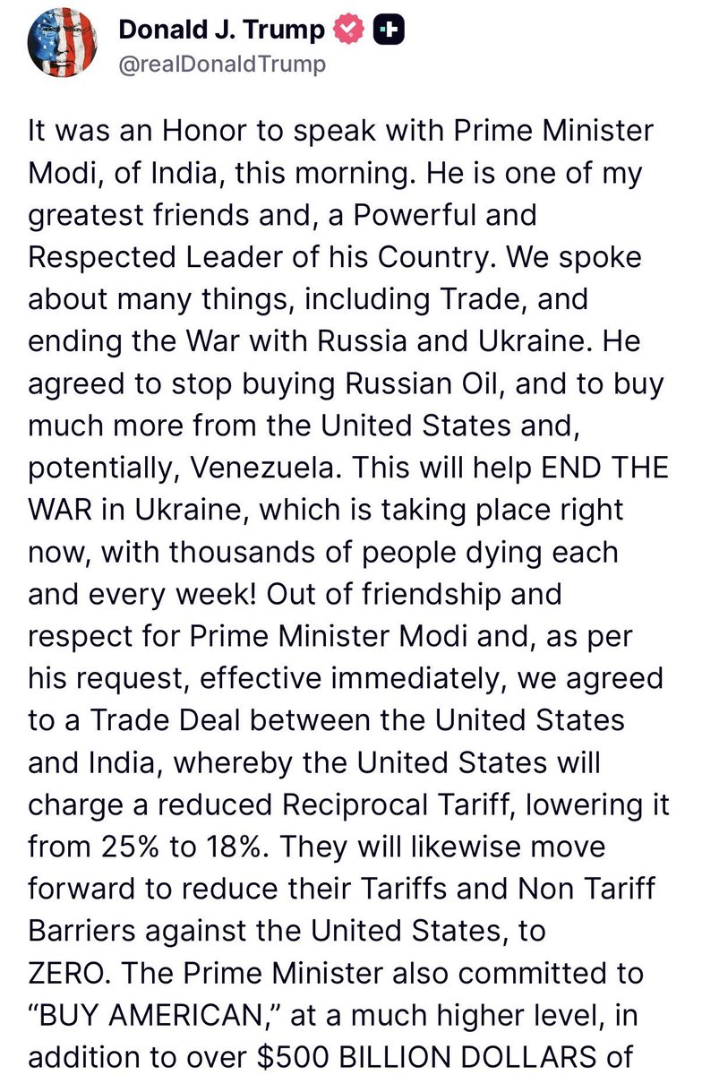 JungjooGernail's tweet image. In the past 6 months, India concluded free trade agreements with the European Union, United Kingdom, Oman and New Zealand, and now gets Trump tariffs reduced to 18% — all without getting into anyone’s bund or nominating anyone for Nobel Prize.