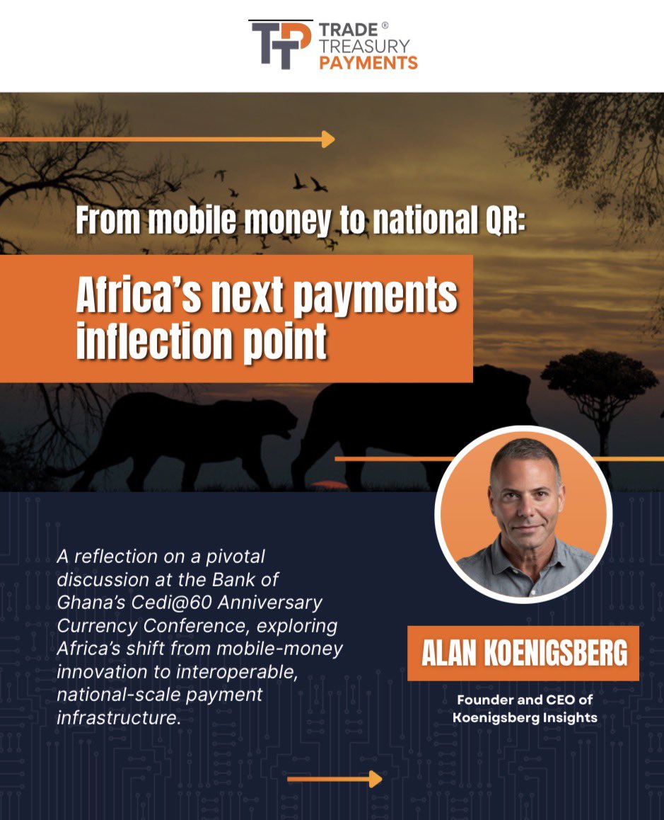 I recently had the opportunity to moderate an engaging panel discussion with Jason Masai, Jackie Kitiibwa, and Amediku Kwabla Settor on digital transformation, genuine financial inclusion, &amp; cross-border interoperability. Check out the article tradetreasurypayments.com/articles/from-…
 #payments