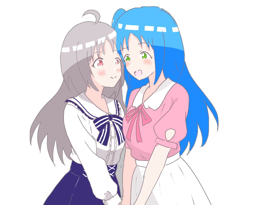 #オリキャラ #イラスト #一次創作
 #コスプレ

おはようこざいます！
今日のイラストはまた、ましろちゃんとみおちゃんのイチャイチャ！

今回はアニメ、ゲームキャラの衣装を着てのイチャイチャです

わかる人はわかるかな？