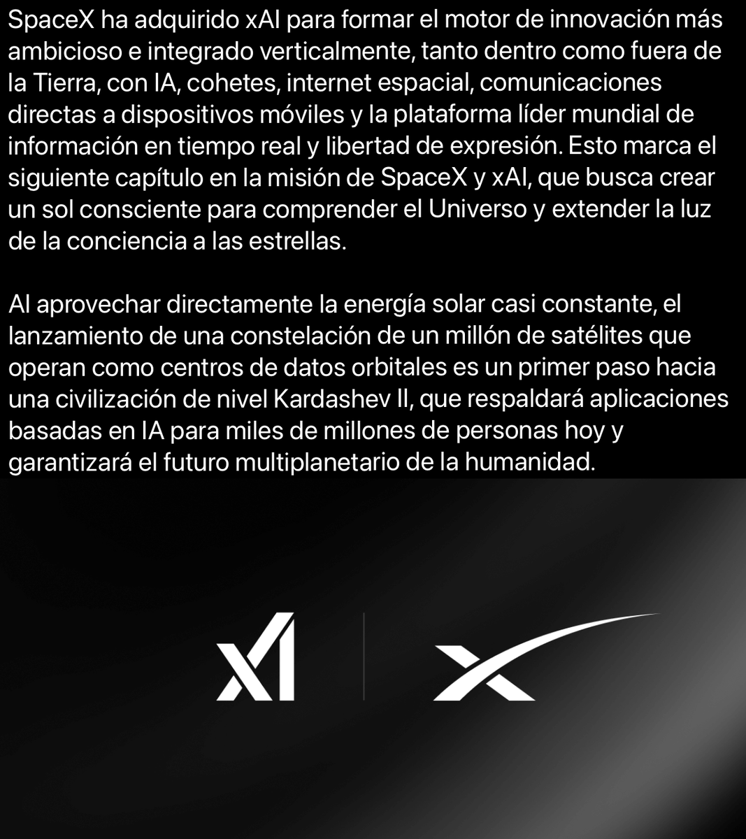 porktendencia's tweet photo. "SpaceX":
Porque anunció la adquisición de xAI https://t.co/LCCQjJKbgB
