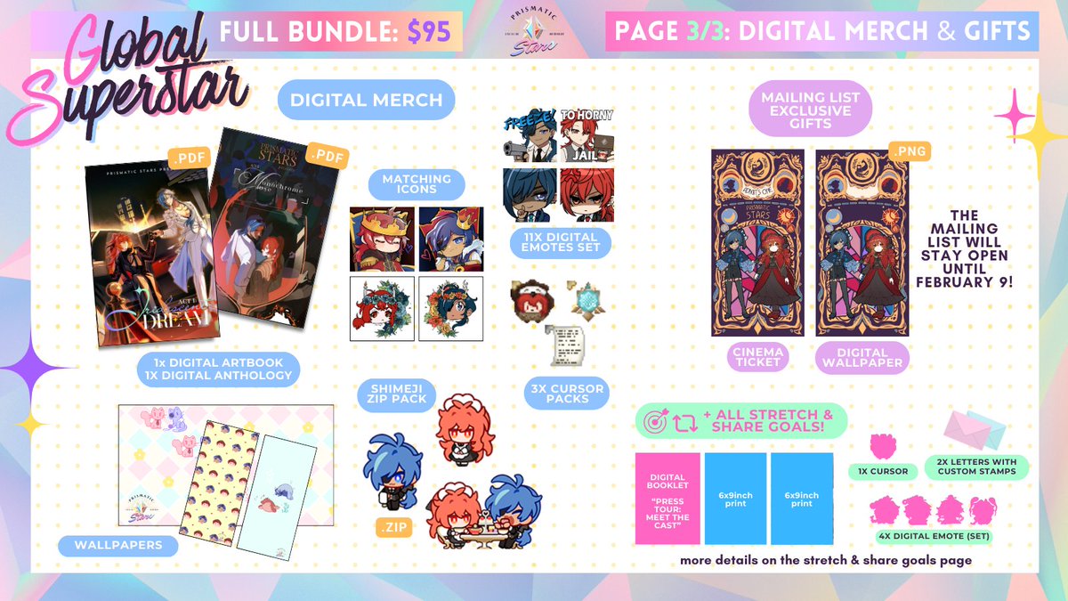 🌟 Starting with the socialite, the trendsetter, the GLOBAL SUPERSTAR of the show: our gargantuan full bundle!

Get ready to scroll the list of merch until you're dizzy - but you'll love every second of it 🥰

✨ Eligible for all stretch &amp; share goals!