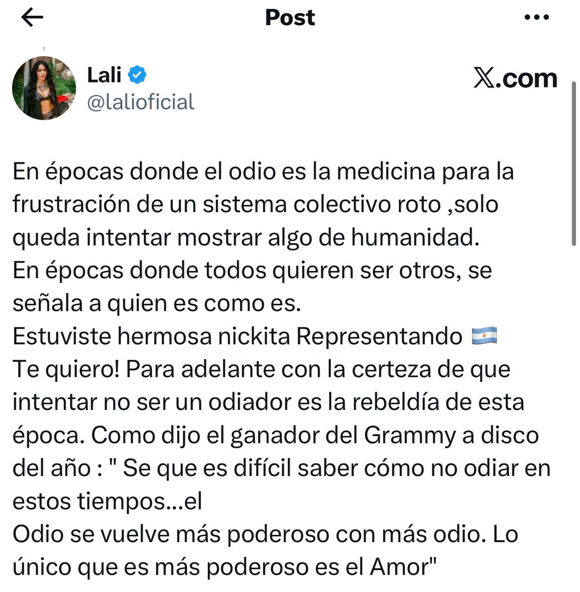 Lali respondiéndole a Nicki Nicole 🤍❤️‍🩹