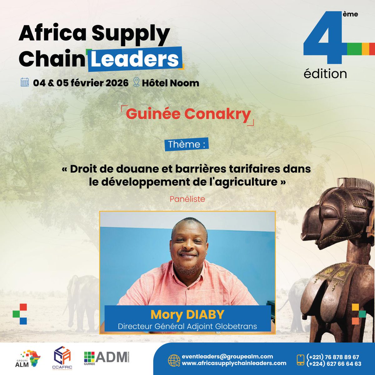 🚨 Nous avons le plaisir de vous annoncer la participation de Monsieur mory diaby, DGA de la société Globetrans à la 4e édition de la conférence des Africa Supply Chain Leaders.

#GuinéeConakry #Guinée #transport #logistics #supplychain #africalogistics #africasupplychain