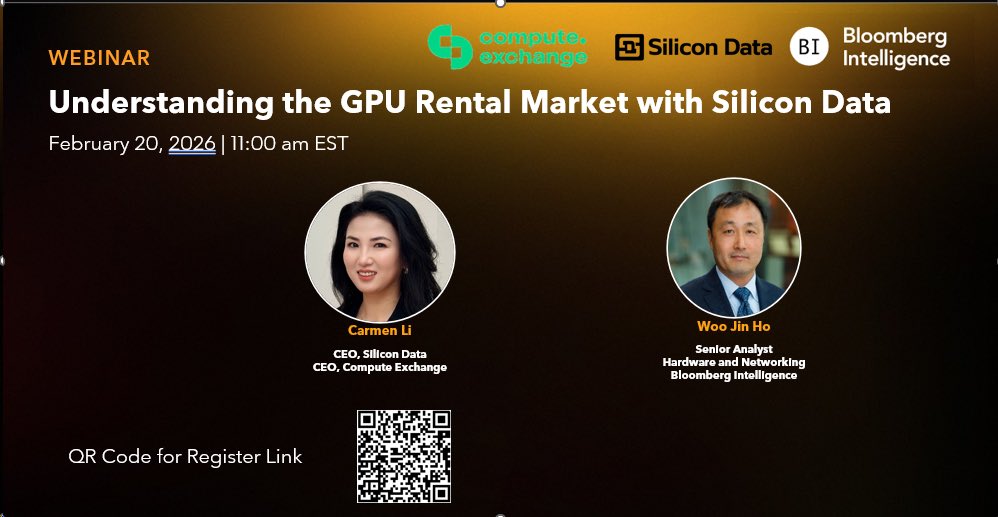 📅 Feb 20 | 11am ET
Live webinar w/ Bloomberg Intelligence

We’ll talk:
•GPU rental prices (what’s real vs noise)
•Depreciation &amp; residual value (yes, GPUs age like assets)
•Performance benchmarks (same GPU ≠ same performance)
•Why founders &amp; financial institutions keep